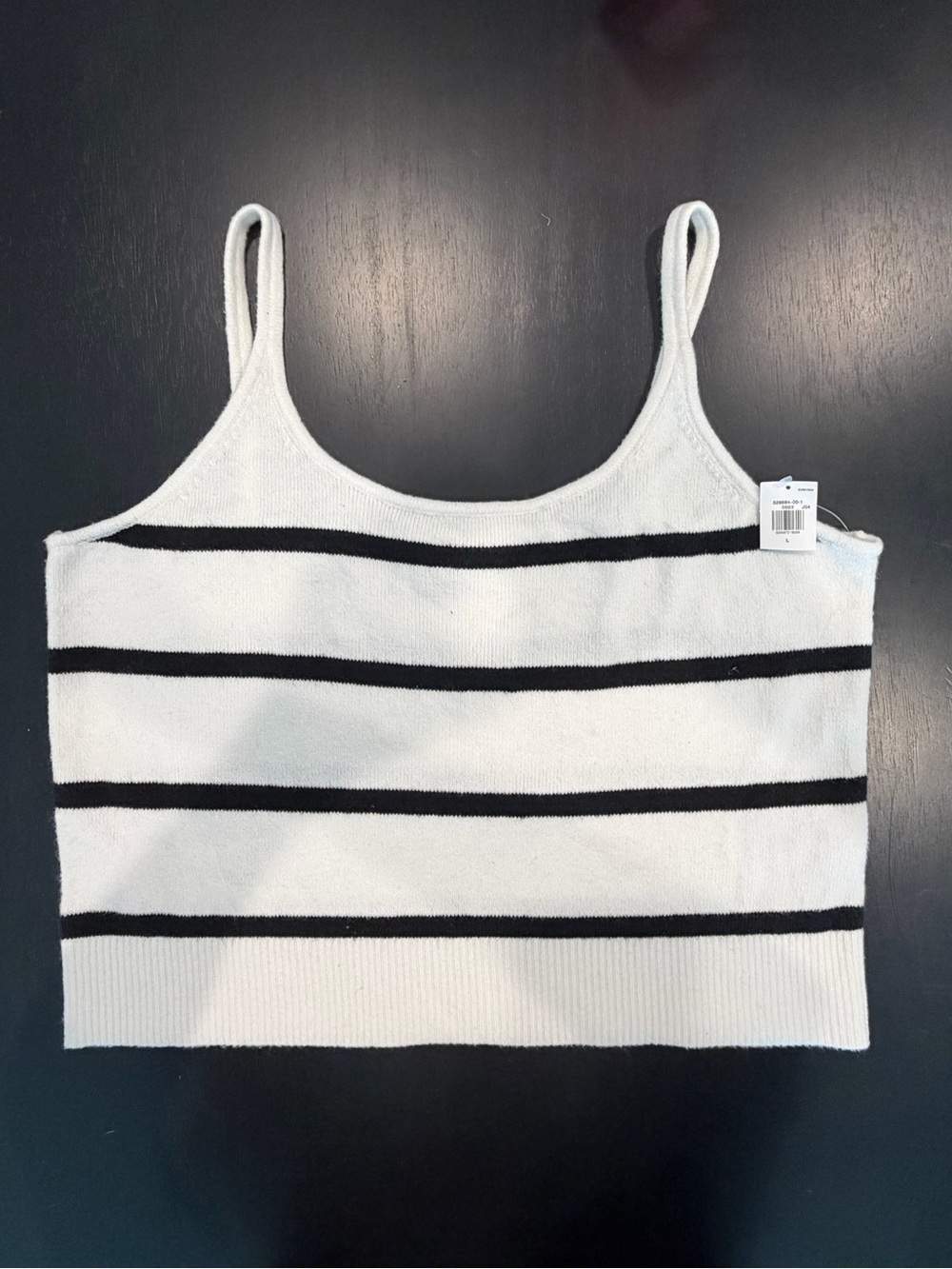 Old Navy White Crop Tank with Black Stripes